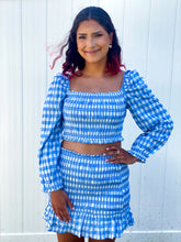 Load image into Gallery viewer, Blue &amp; White Gingham Crop Top