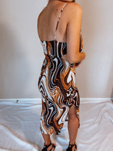 Load image into Gallery viewer, Rust Marble Print Midi Dress