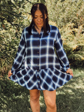Load image into Gallery viewer, Navy Plaid Mini Dress
