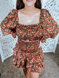 Rust Floral Skirt