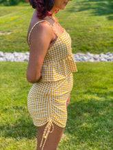 Load image into Gallery viewer, Yellow Gingham Ruffle Crop Top