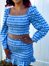 Load image into Gallery viewer, Blue &amp; White Gingham Crop Top