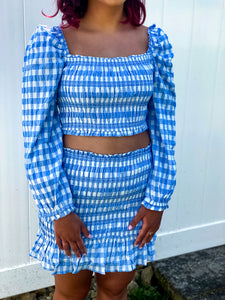 Blue & White Gingham Crop Top