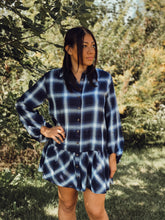 Load image into Gallery viewer, Navy Plaid Mini Dress