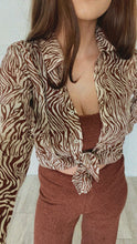 Load image into Gallery viewer, Zebra Print Blouse in Brown &amp; Cream