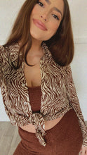 Load image into Gallery viewer, Zebra Print Blouse in Brown &amp; Cream